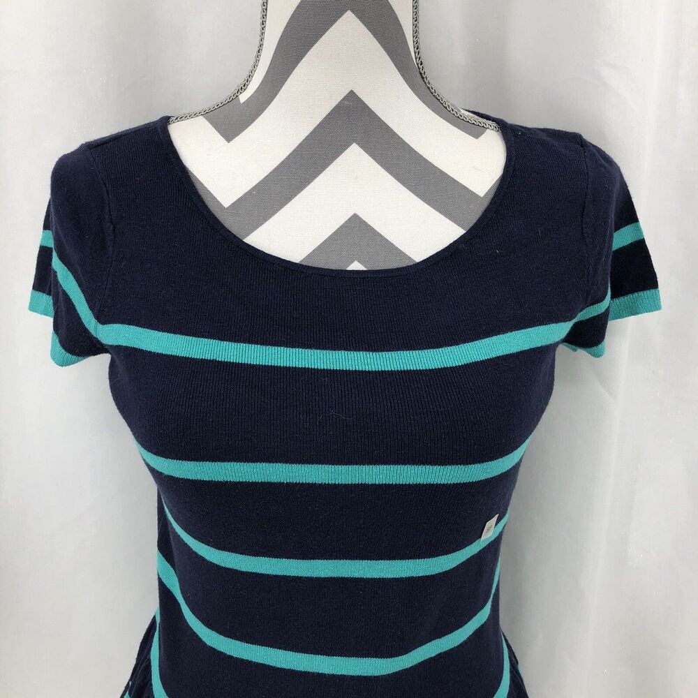 Ann Taylor Loft Blue Striped Flair Sweater Blouse Shirt 70106 Petite Small NWT